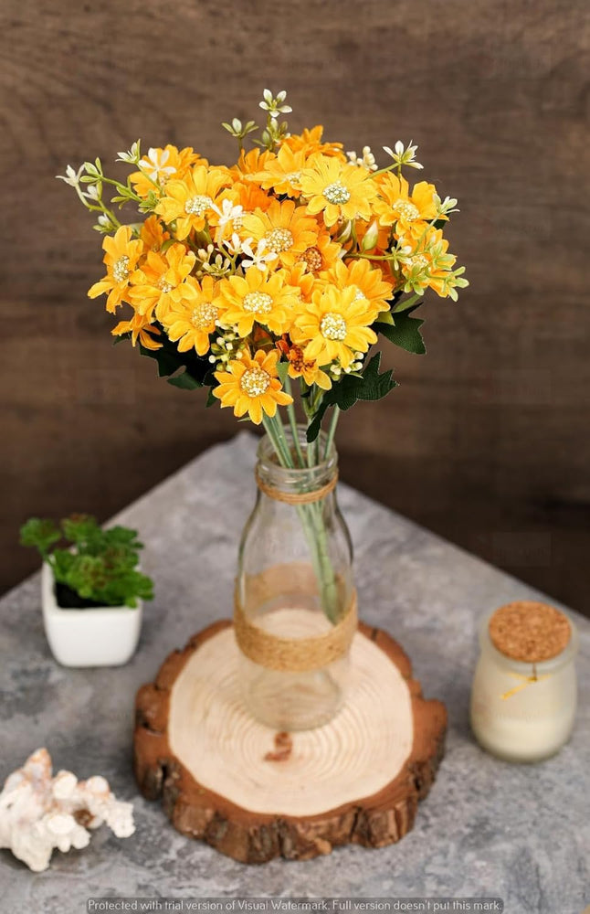 Artificial Daisy Fake Flower Bunch for Gifting, Home Decor, Bedroom, Office Corner, Living Room, Table Decor (Pack of 1)