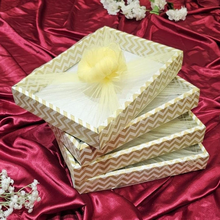 Multipurpose Decorative Folding Paper Box Net Rectangle Cardboard Box with Net DIY Tray for Gift Hamper, Gifting (Cardboard Folding Paper Box),Room Hamper,Wedding Hamper