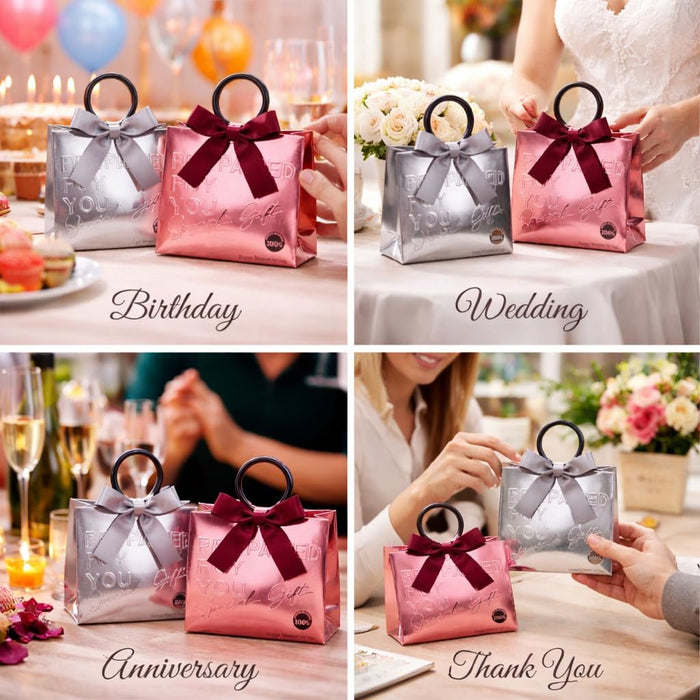 Luxury chocolate box with Ring Handle | Engagement Return Gift Box | European Style Silver Card Gift Bag for Wedding Favors & Souvenirs