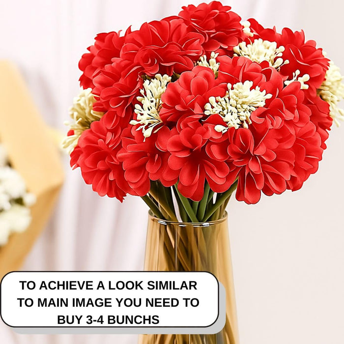 (7 head flower stick )Artificial Dahlia Fake Flowers for Home,Artificial Chrysanthemum Ball Flowers, Bedroom, Living Room, Decorative Items Office Table, Gifts (Without Vase Pot)