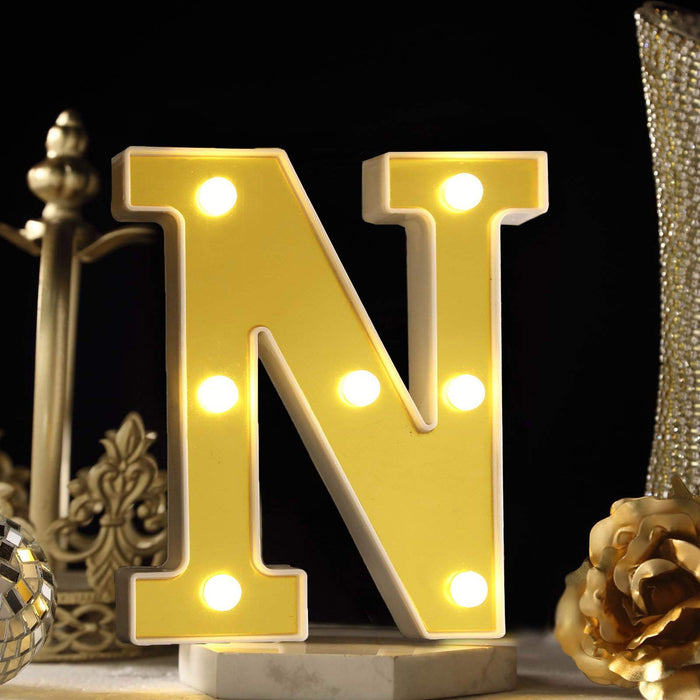 Marquee Alphabet Shaped Led Light - Asthetic Decorations Letter Light for Romantic Gift, Bedroom, Table, Home Decoration, Night Light Lamp (Golden, 1 Piece) (Letters)