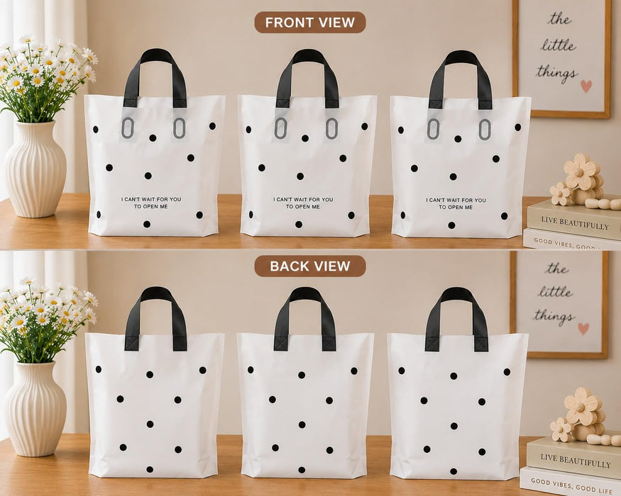Polka Dot Plastic Frosted Gift Bag – Reusable Carry Bag for Gifts, Hampers & Return Favors