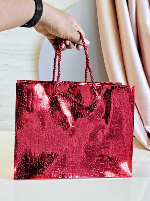 Big Size Shiny Paper Bag Gift Bags with Handle Gift Paper bag, gift For Gifting, marriage, Return Gifts, Birthday, Wedding, Party, Season's Greetings (Big, Red)
