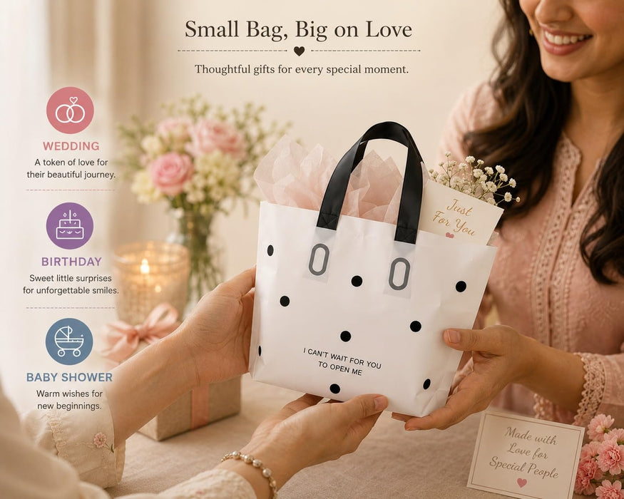 Polka Dot Plastic Frosted Gift Bag – Reusable Carry Bag for Gifts, Hampers & Return Favors