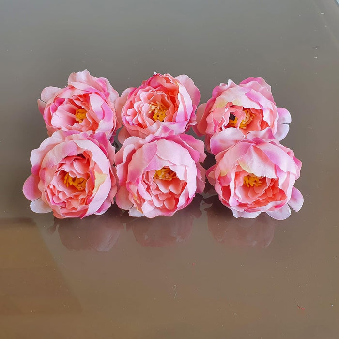 Camellia Artificial Flower Heads Rose Flowers for Home Decoration,Artificial Peony Silk Flowers, Gift, Mandir Pooja Table, Cake Decor, Bouquet Making, Backdrop, DIY Art Craft (Pack of 20)