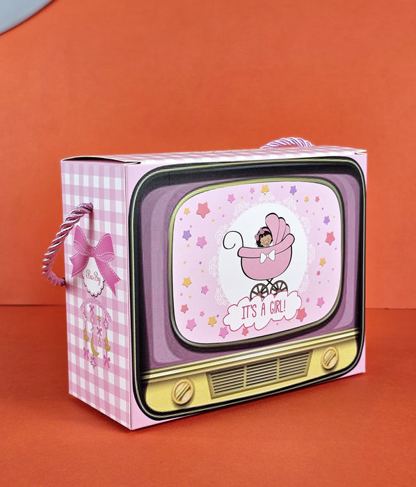 Tv shape Gift Boxes With Handle Gift Paper Boxes, Gift for Birthday Gifting, Gifts, Birthday, Party, Season's Greetings, Gift For Boy & Girl (Pink)