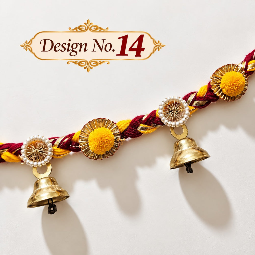 (DESIGN NO.14) 1 Pcs Traditional Handmade Door Hanging Toran with Bells | Festive Door Decor | 43 Inch