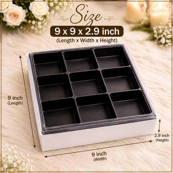 9 Cavity Packing Box | Disposable  Box for  Brownies,Cake, Cookies ,Picnic,Gifting & Premium Packing