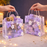 Purple Transparent Gift Bag with Floral Print    | Gift Bag for Her/Him,  hamper bag, Carry Bags, shopping gift bag, Presents, Packing, Wedding Return Gifts, Birthday, Events, Festivals (24 cm x 22 cm)