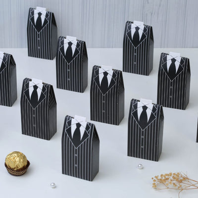 Groom style shaped candy Folding Storage Box for Return Gift , Birthday, Valentine's Day - Cardboard Boxes, Perfect for Packing Chocolate, Dry Fruits, and Invitations (Black)