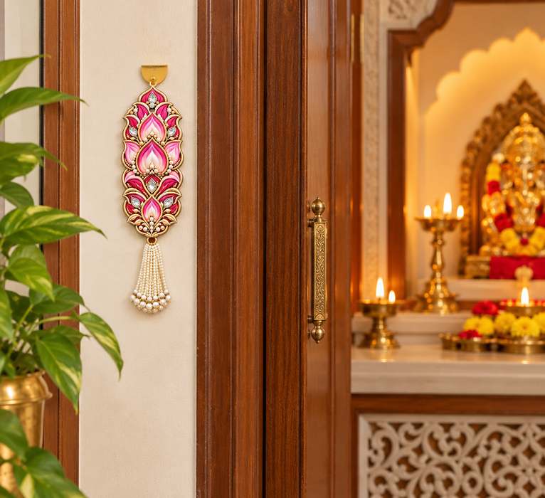 3D Look MDF Lotus Side Hanging with Hook – Festive Diwali Home Decor