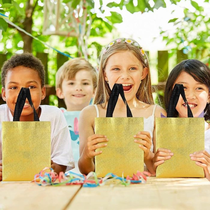 Medium Size Non Woven Bag With Handle 29 x 27 cm Gift Paper bag, Carry Bags, gift bag, gift for Birthday, gift for Festivals, Season's Greetings and other Events(Gold)