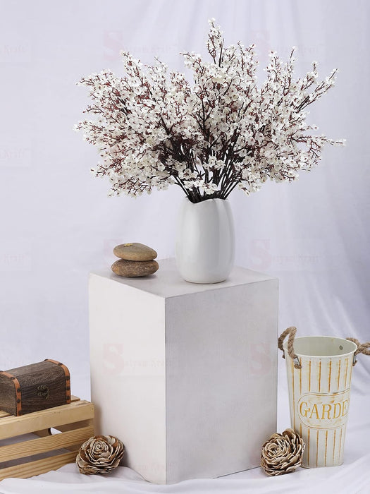 Artificial Babys Breath Gypsophila Fake Flowers bunch Decorative Items for Home,Room,Living Room Table,Diwali Decor (Without Vase Pot)