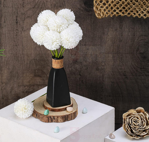 Artificial Chrysanthemum Ball Hydrangea Flower Stick for Home, Office, Bedroom, Balcony, Living Room Decoration and Craft (Without Vase Pot)