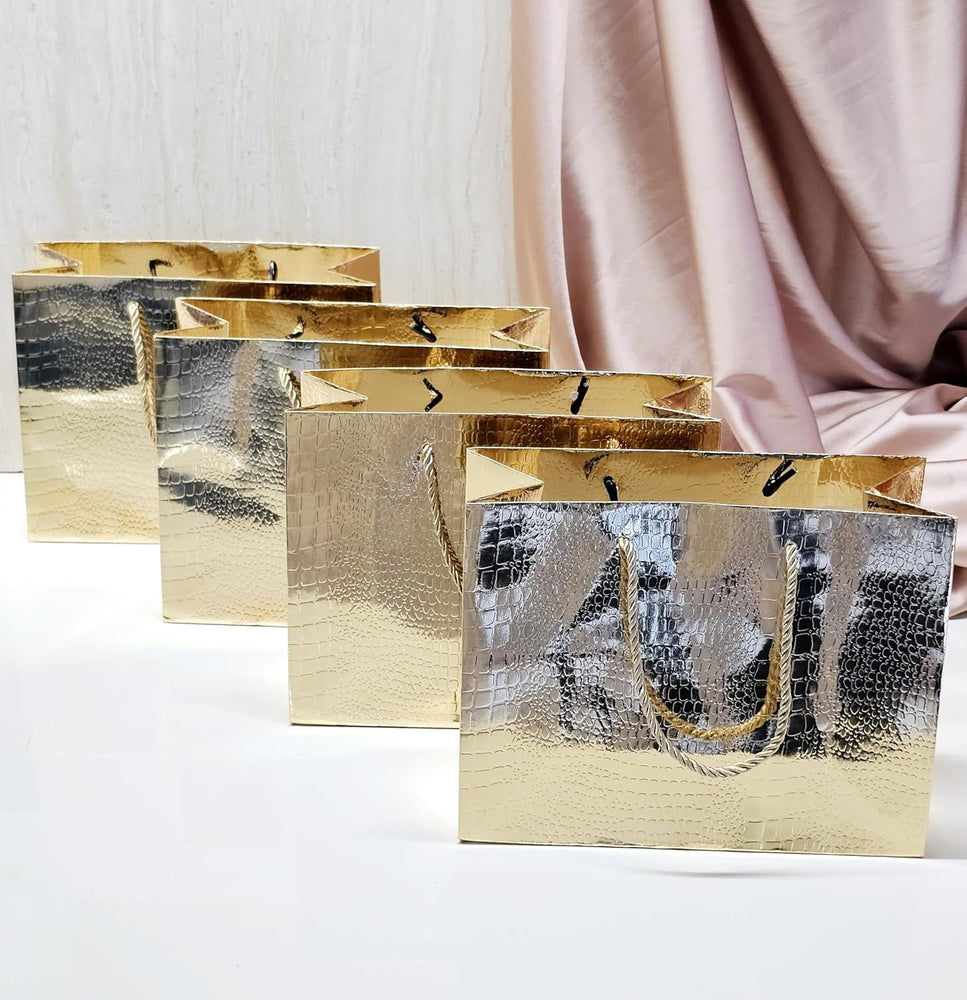Big Size Shiny Paper Bag Gift Bags with Handle Gift Paper bag, gift For Gifting, marriage, Return Gifts, Birthday, Wedding, Party, Season's Greetings (Big, Golden)