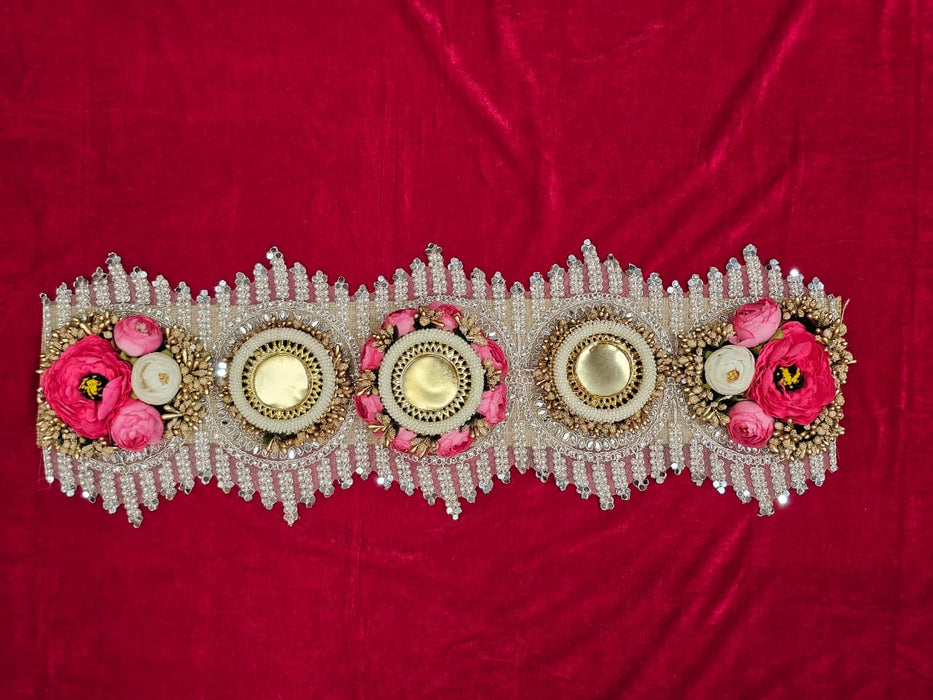 1 Pcs Premium Toran Table Decor Mat | Pearl & Floral Embellished Table Runner | 30×16 Inch Traditional Festive Pooja & Home Décor Mat