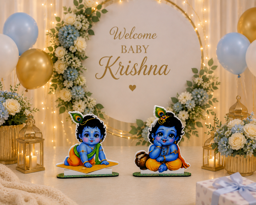 Janmashtami Mdf Cutouts with Stand | Perfect for Baby Shower, Janmashtami Decoration, Backdrop, Showpiece JSK