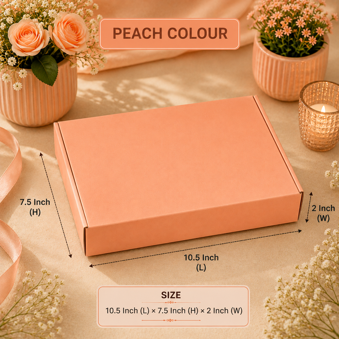 Mailer Box Premium Cardboard Gift Box  | Gift, Hamper & Packaging Box  Cardboard Gift & Hamper Box 10.5 × 7.5 × 2 Inch | Elegant Peach & Mint Green Gift Packaging Box for Wedding Hampers, Return Gifts, Chocolates, Sweets, Bakery & Festive Gifting