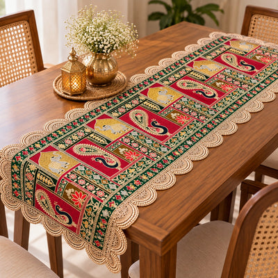 Traditional Rajasthani Printed Table Runner | 39 × 11 Inch Decorative Table Cloth | Ethnic Indian Table Decor