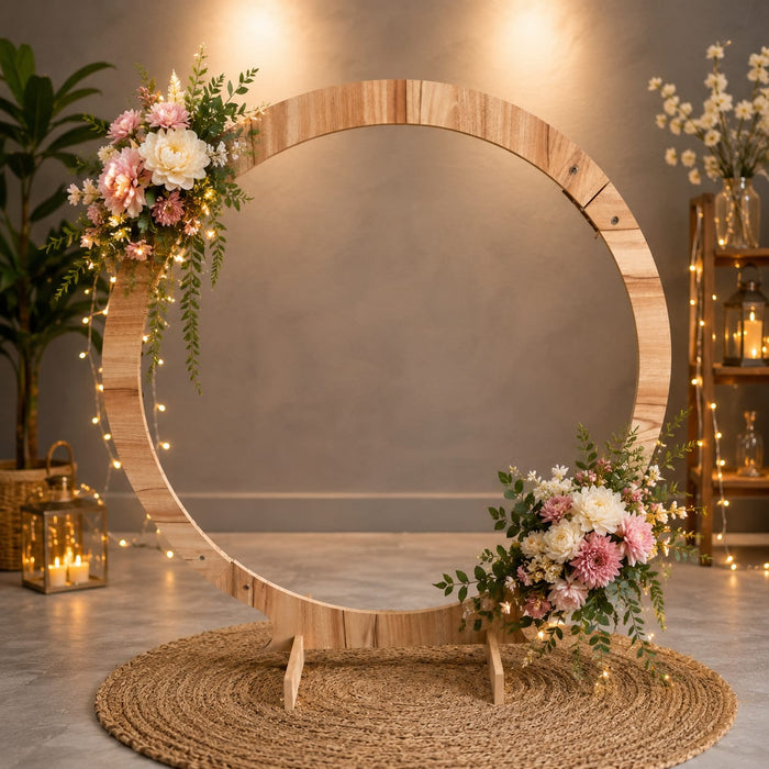 Premium Foldable Mandap / Makhar / Wooden Backdrop Stand | Available in Round, Hexagon & Arch Shapes | Elegant Event Decoration Frame