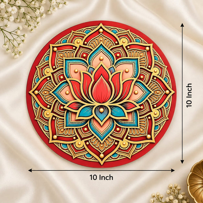 Ashtakamal 3D Look Rangoli Set DIY Kit | MDF Lotus Floral Rangoli for Home Entrance, Pooja Room, Wedding & Festive Decor