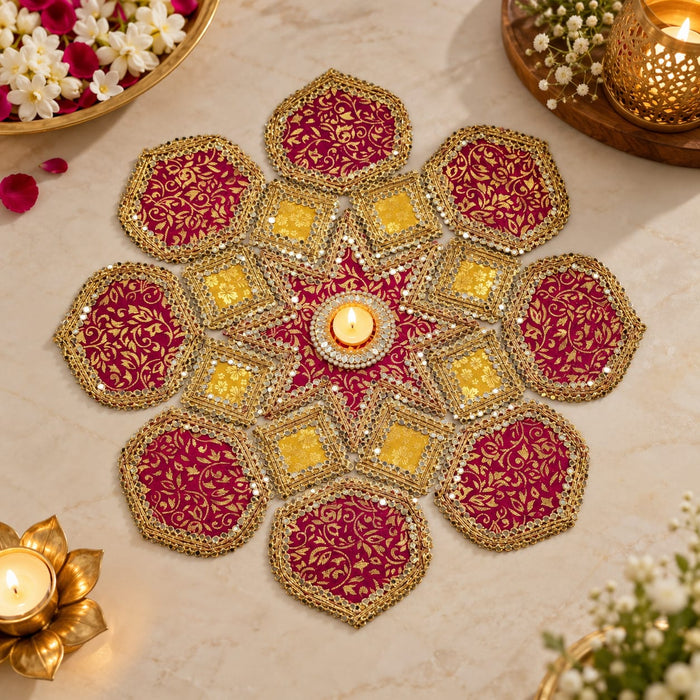 Banarasi Mirror Rangoli Set With Diy Abhla Kit, Decorative Diwali Rangoli ,Festive Home Décor & Pooja