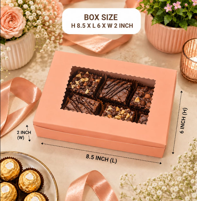 Paper Mailer Box with Window | Premium Gift & Bakery Packaging Box | Available in Peach & Mint Green L6 × H8.5 × W2 Inch