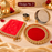Premium Karwa Chauth Pooja Thali Set | Traditional Red & Gold Decorative Thali | Festive Pooja & Vrat Accessories