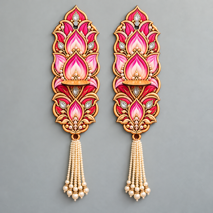 3D Look MDF Lotus Side Hanging with Hook – Festive Diwali Home Decor