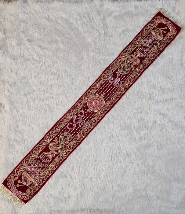 (1 Pcs )Designer Red Traditional Khes | Embroidered Wedding & Festive Khes | Traditional Shagun & Pooja Khes