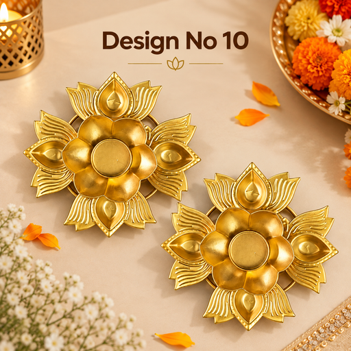 (Design No.10) matel diya Round Gold Polish Decorative Urli Bowl for Home Decor,Mandir Decor, Floating Flowers,Candles Diya holder, Office,Table Decor, Entrance Decoration Item (Golden)