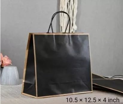 Large Size Black(27 X 32 X 11 cm) Paper Bags With Handle Gift Paper bag, Carry Bags, gift For Valentine Gifting, marriage Return Gifts, Birthday, Wedding, Party, Season's Greetings