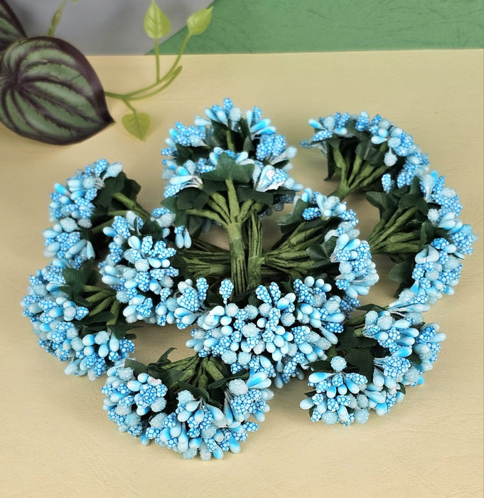 Artificial Pollen Flowers for Tiara Making and Jewelry Making (12 Bunch in 1 Pack)