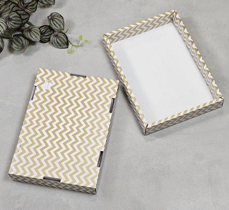 10 Pcs Multipurpose Decorative Folding Paper Box (without net and Twister) Rectangle Cardboard Box DIY Tray for Gift Hamper, Gifting (Cardboard Folding Paper Box),Room Hamper,Wedding Hamper