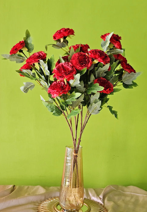 1 Bunch Carnation flower Sticks Artificial Flowers Bouquet Sticks for Gifting, Home Decor, Room,Bedroom, Living Room, Anniversary Decoration,Diwali Decor (Material: Fabric) (Without Vase Pot)