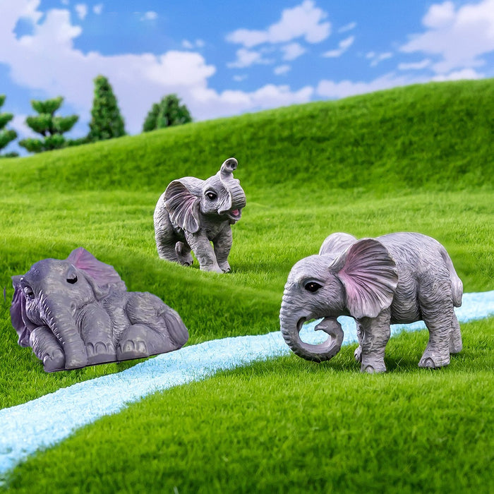 1 Set Elephant Miniature Set for Home Decor, Unique Gift,Bedroom, Living Room, Office Desk, Figurines, Shelf Decoration Items(3 Piece)