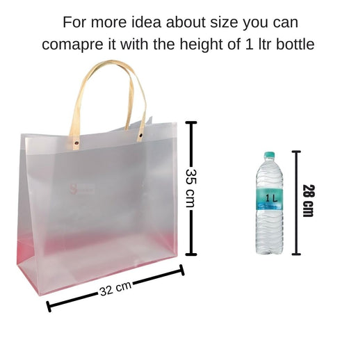 Large Size (35 X 14 X 32 CM) Translucent Bags Goodie Bags With Handle Gift bag, hamper bag, Carry Bags, shopping gift bag, gift for Gifting, Presents, Return Gifts, Birthday, Party, Festivals