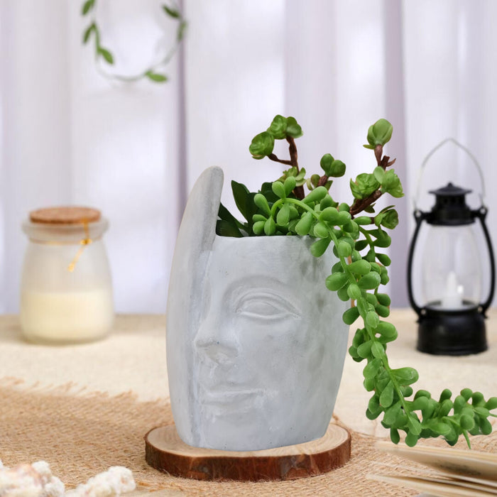 1 Piece Face Shape Artificial succulents Plant With Cement pot Artificial Exquisite Faux Plant to Add Charm to Your Home, Garden, Table Top, Perfect for Gifting, Elegant Shelf,Office Desk, Diwali Gifting,Deepavali decor.