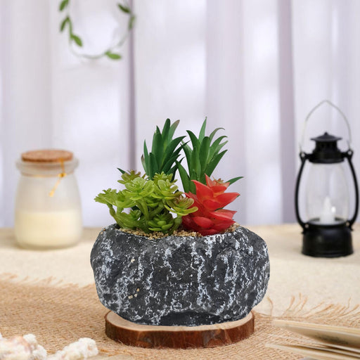 1 Pc Artificial Succlent Plant Wirh pot Artificial Exquisite Faux Plant to Add Charm to Your Home, Garden, Table Top, Perfect for Gifting, Elegant Shelf,Office Desk, Ganeshchaturthi,Ganpati mandap decor.