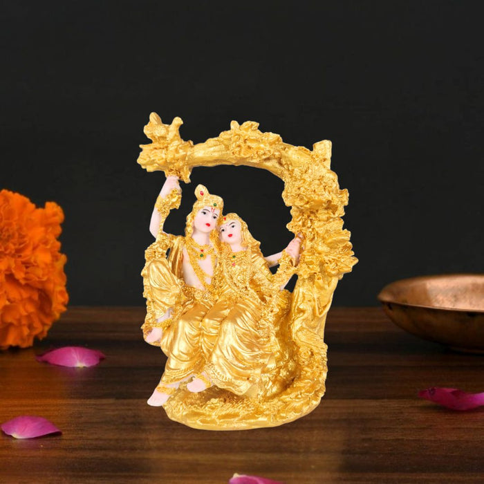 1 Pc Shree Radha krishna God Murti - Statue Decor Gold Idol Decoration Showpiece for Office, Pooja, Mandir, Table, radhakrishna figurines Gift Decorative gifts