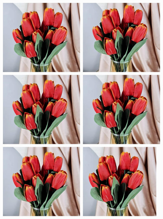 Artificial Tulip Lily Flower Sticks for Home Decor, Bedroom, Office, Living Room, Table Decor, Rakshabandhan Fetivals & Anniversary Decoration (without Vase Pot)