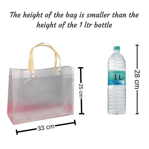 Big size (33 X 11 X 25 CM)Translucent Bags Goodie Bags With Handle Gift bag, hamper bag, Carry Bags, shopping gift bag, gift for Gifting, Presents, Return Gifts, Birthday, Party, Festivals (Big)