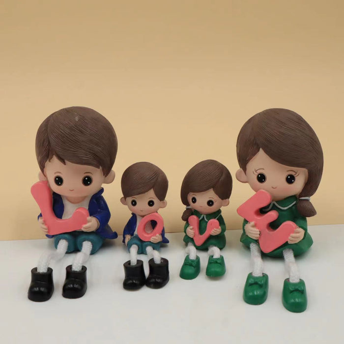 4 pcs Hanging Legs Showpiece Cute Boy and Girl, Toy Cute Couple Statue Figurines Decorative for Home Decor, Living Room, Table Decoration, Gift for Girlfriend, Boyfriend