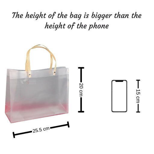 Medium size (25.5 X 8.5 X 20 CM )Translucent Bags Goodie Bags With Handle Gift bag, hamper bag, Carry Bags, shopping gift bag, gift for Gifting, Presents, Return Gifts, Birthday, Party, Festivals