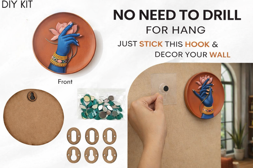 Krishna Theme 3D Look Wall Décor  Plate Set (8 Inch, 3mm MDF) (NO NEED TO DRILL WALL) Just hang with free hook | DIY Kit with Abhla & Glue | Home, Pooja Room & Diwali Decoration, Gifting