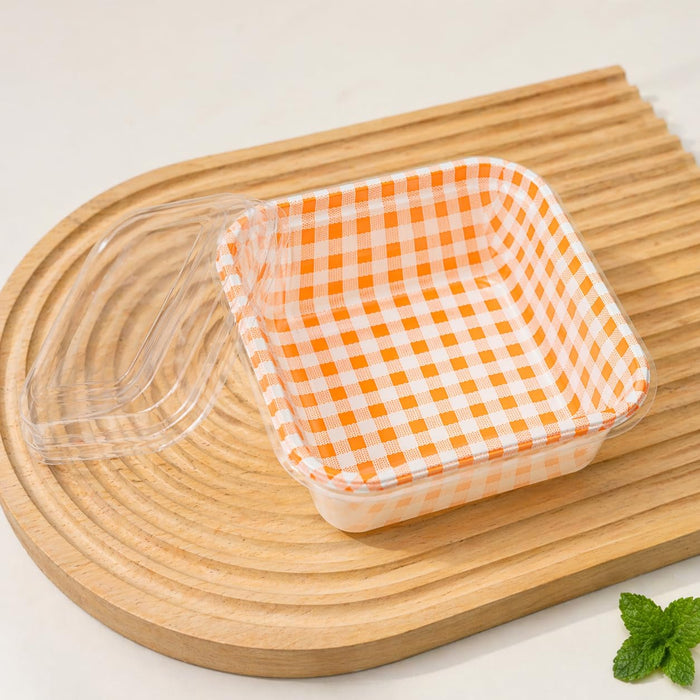 Transparent Square Food Container Box with Lid | Disposable Snack Box | Cake, Dry Fruits, Mukhwas Packaging Box | 12×12×6.5 cm
