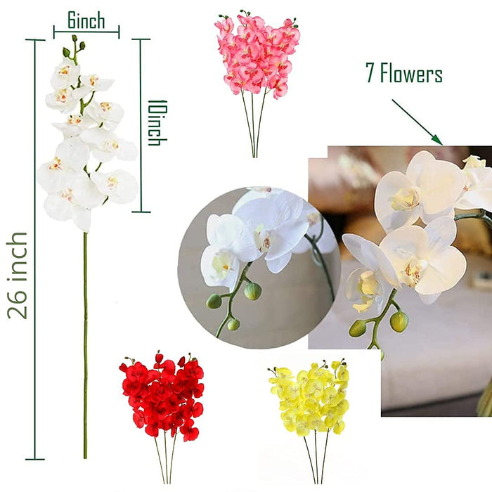 3 Pcs Artificial Gladiolus Mix Orchid Flower For Gifting, Home, Bedroom, Garden, Balcony, Office Corner, Living Room,Restaurant Centerpieces Decoration and Craft (Without Vase Pot)