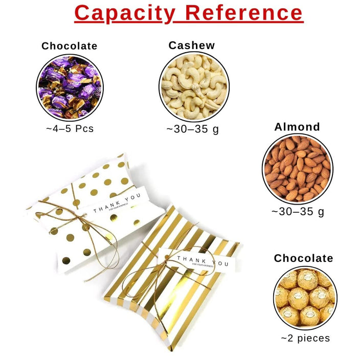 Golden Decorative Folding Paper pillow  Gift Boxes For Gifting Chocolates, Dryfruits Items - Fancy Decorative packaging In Marriage,Function, Birthday Packing, Engagement