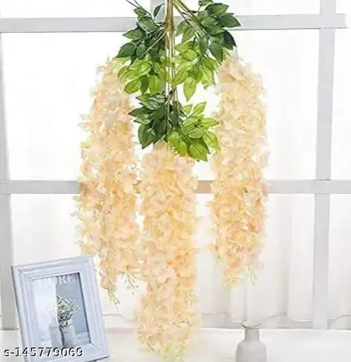 12 Pcs (43.2 inch) Artificial Wisteria Vine Ratta Fake Wisteria Hanging Garland Silk Long Hanging Bush Flowers String for Home Decor,Valentine's Day Decoration