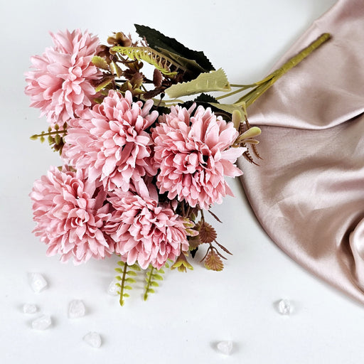 Artificial Dahlia Flower Bunch for Home Decor, Gifting, Flowers Decorative Items for Wedding, Birthday,Festivals, Table Top Decoration,Diwali decor(without Vase Pot)